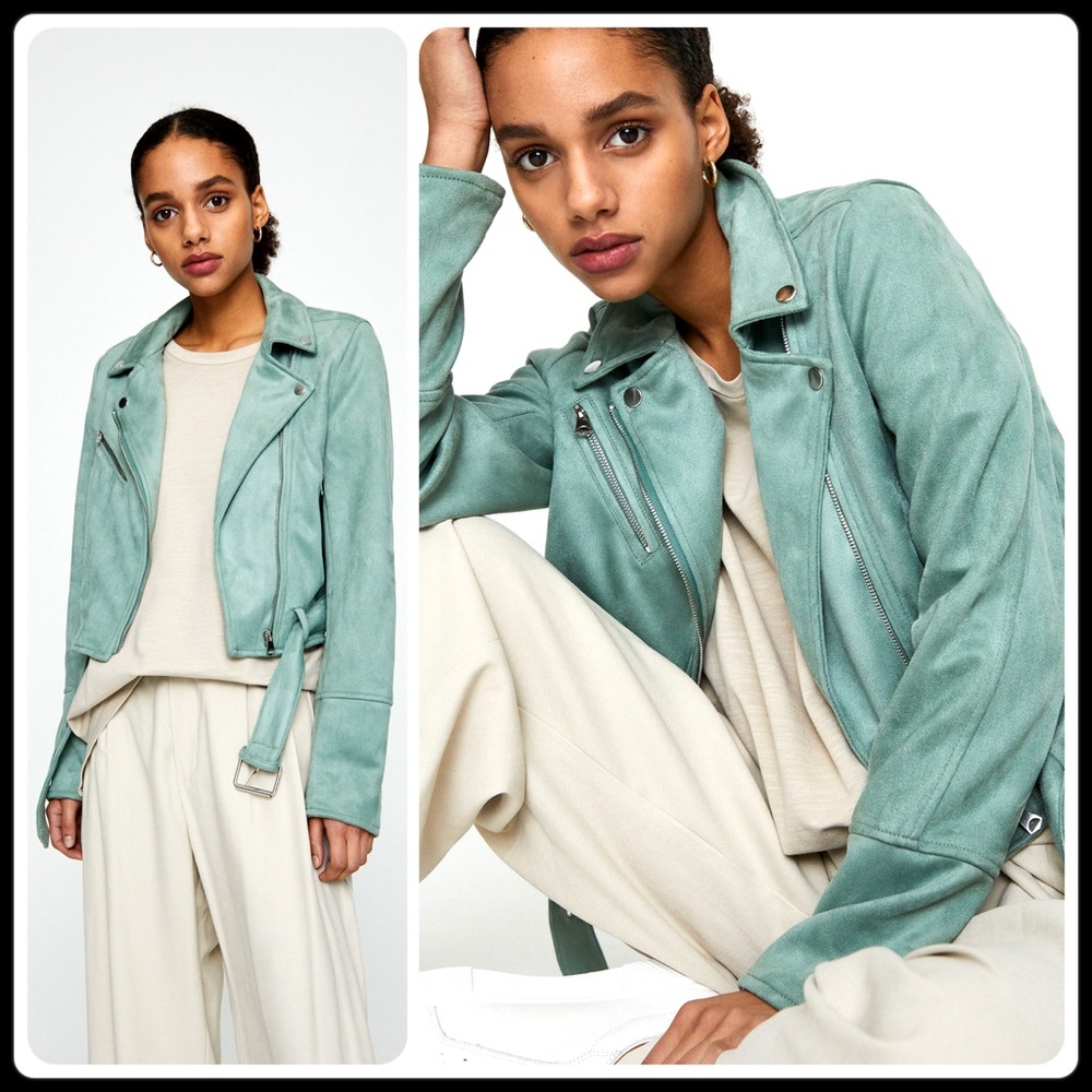 🆕Pull&Bear Faux suede biker jacket - Picture 3 of 7